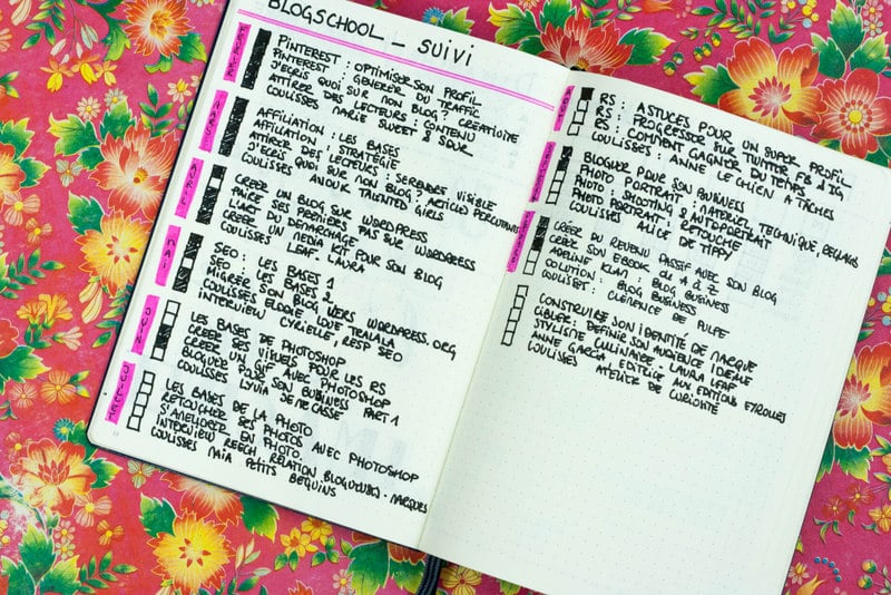 Blogschool, un tracker dans mon Bullet Journal