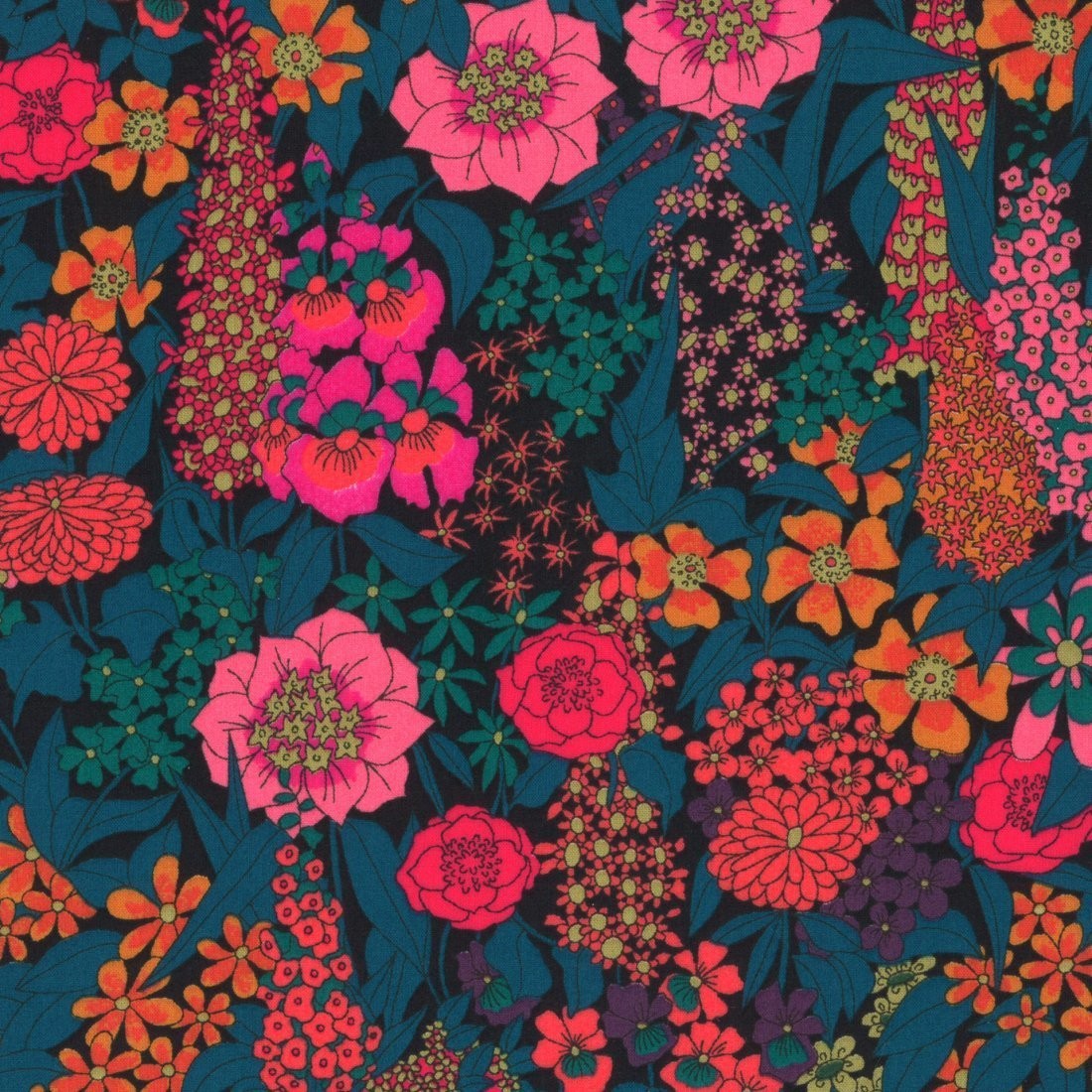 Liberty Ciara bleu et rose - Mondial Tissus