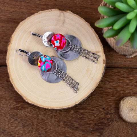 Boucles D'oreilles Originales Chien Caniche Blanc Strass Bleu - Style Rétro Pinup